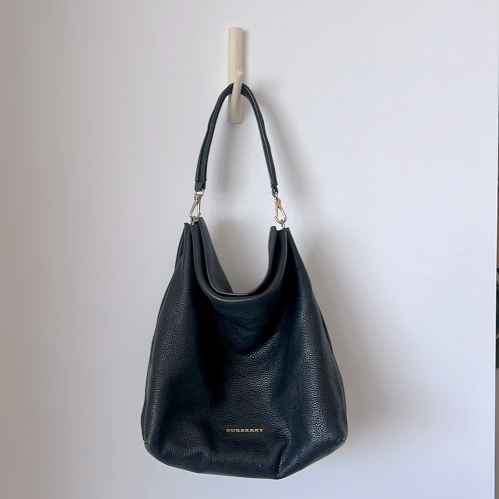 Burberry Black Pebbled Leather Slouchy Shoulder Bag